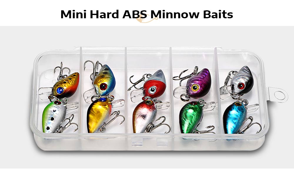 Outlife DW1082 10PCS Fishing Lures ABS Mini Minnow Baits with Hooks Box