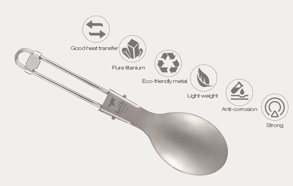 Keith Outdoor Tableware Portable Foldable Titanium Spoon