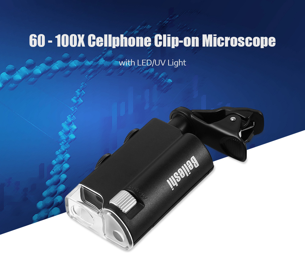 Beileshi 77561W 60 - 100X LED Currency-detecting Cellphone Clip-on Microscope