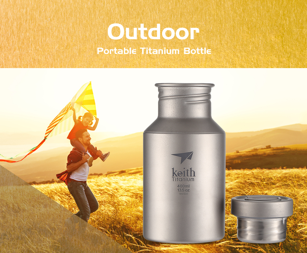 Keith Outdoor Ultra-light 400ML Pure Titanium Water Bottle