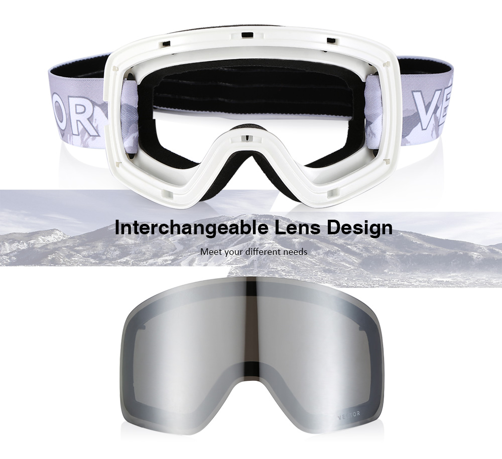 vector Outdoor Ski Goggles Double-layer Lens TPU Frame Anti-fog Glasses