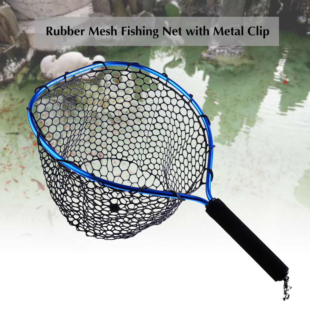 Rubber Mesh Fishing Net with Metal Clip