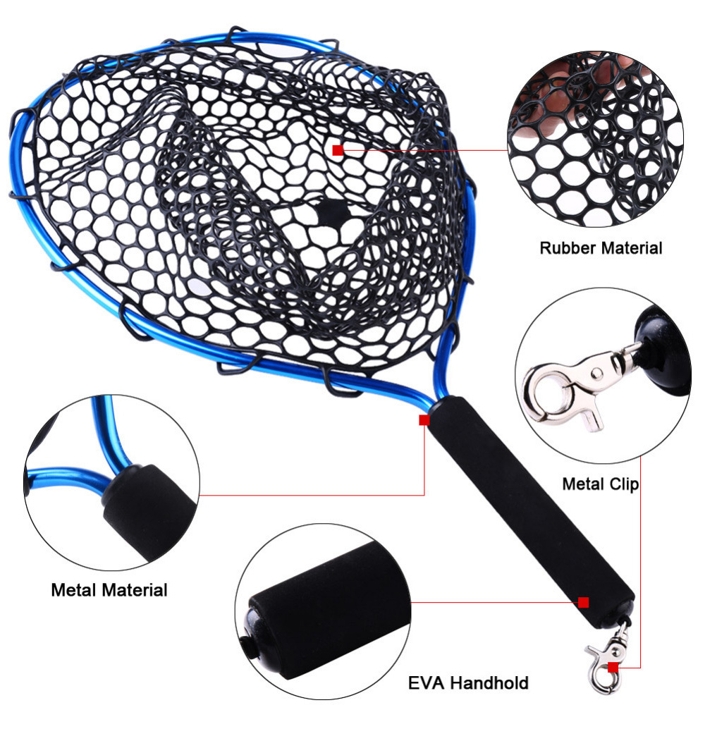 Rubber Mesh Fishing Net with Metal Clip