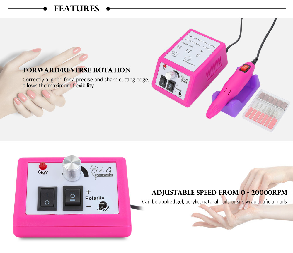 Gustala Multiple Function Electric Nail Art Drill Machine Manicure