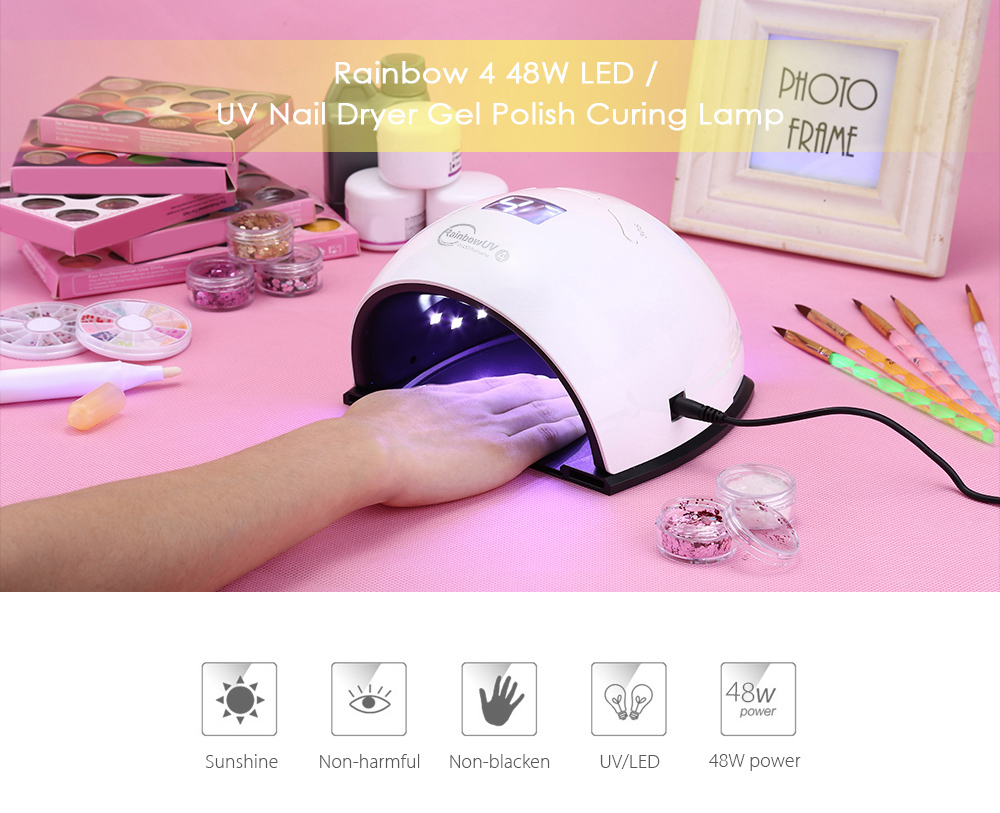 Rainbow 4 48W LED / UV Nail Dryer Gel Polish Curing Lamp with Foot Pad