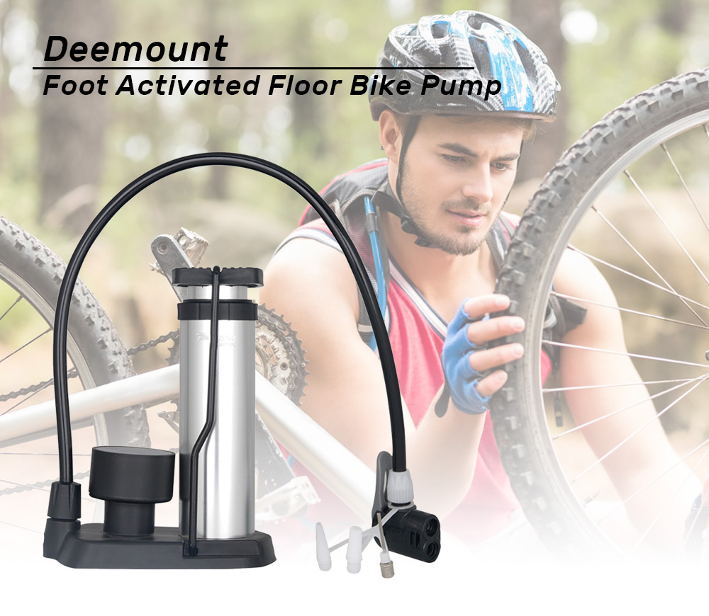 Deemount Foot Activated Floor Bike Pump with Pressure Gauge