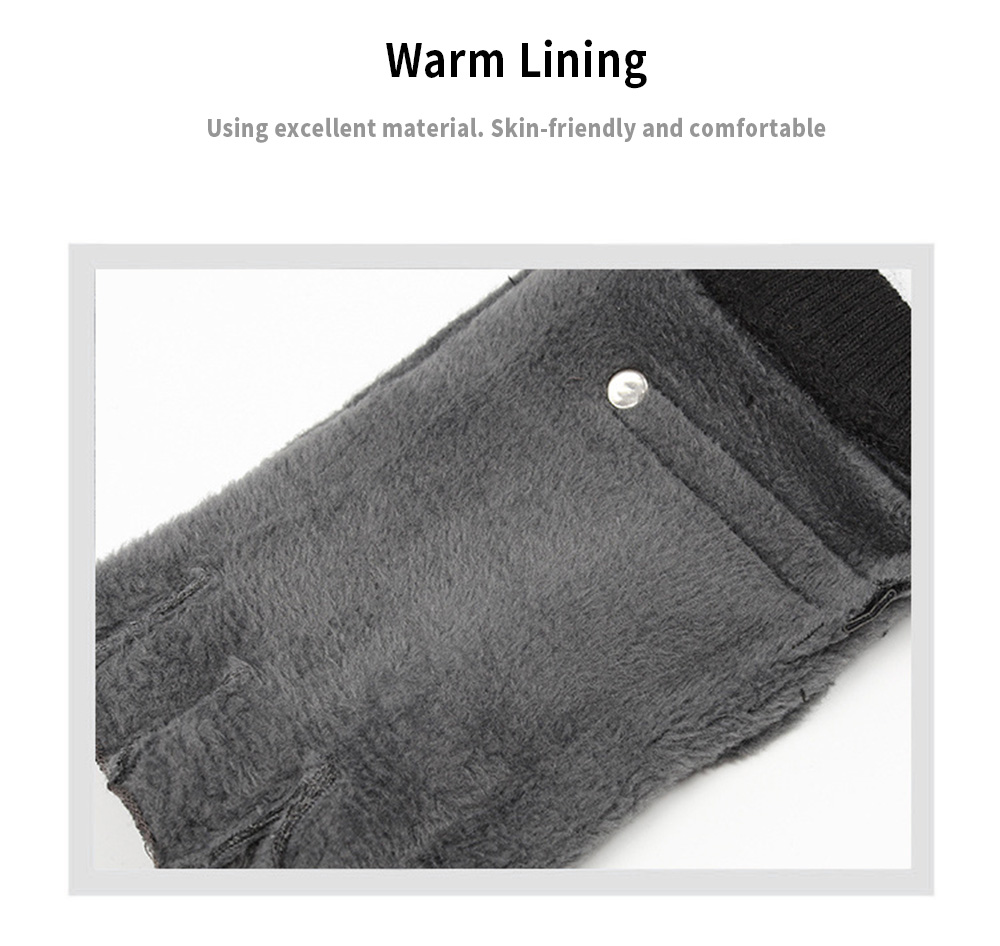 Winter Men Non-falling Warm Half Finger Velvet Thickening Gloves