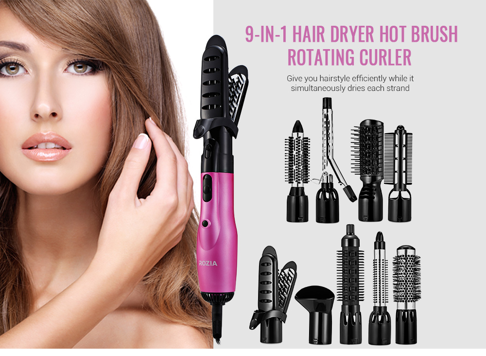 ROZIA HC8111 9-in-1 Hair Styling Curler Rotating Hot Dryer Straightener