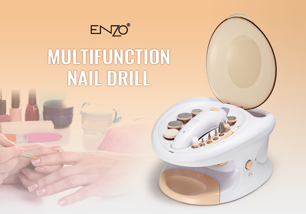 ENZO EN - 773 Cordless Electric Nail Drill Dryer Rotary Tool Interchangeable Tips