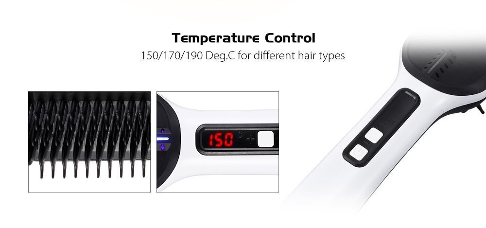 ETR - 16 Adjustable Temperature Negative Ion Straight Hair Comb