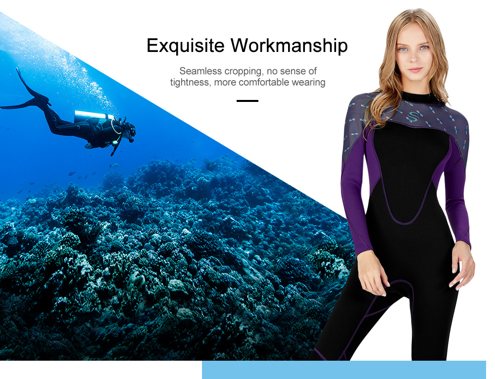 SLINX 2mm Female Long Sleeves Anti-UV Warm Surfing Diving Wetsuit