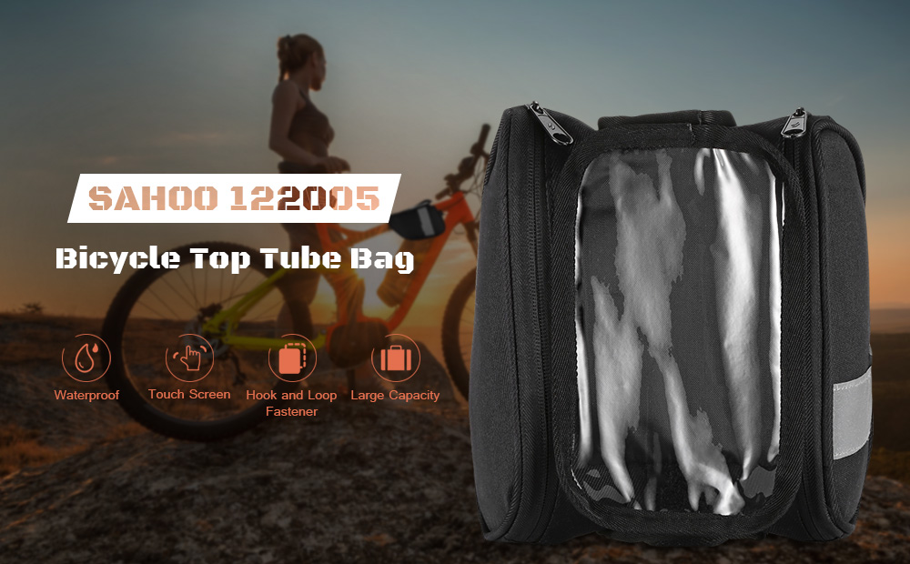 SAHOO 122005 Bicycle Top Tube Frame Bag with Phone Pouch for Pannier Bike