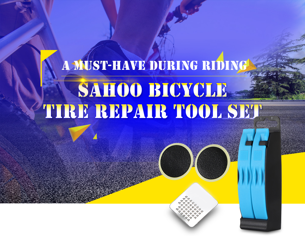 SAHOO 213090 - W Bicycle Tire Repair Tool Set Lever Patch Pry Rods