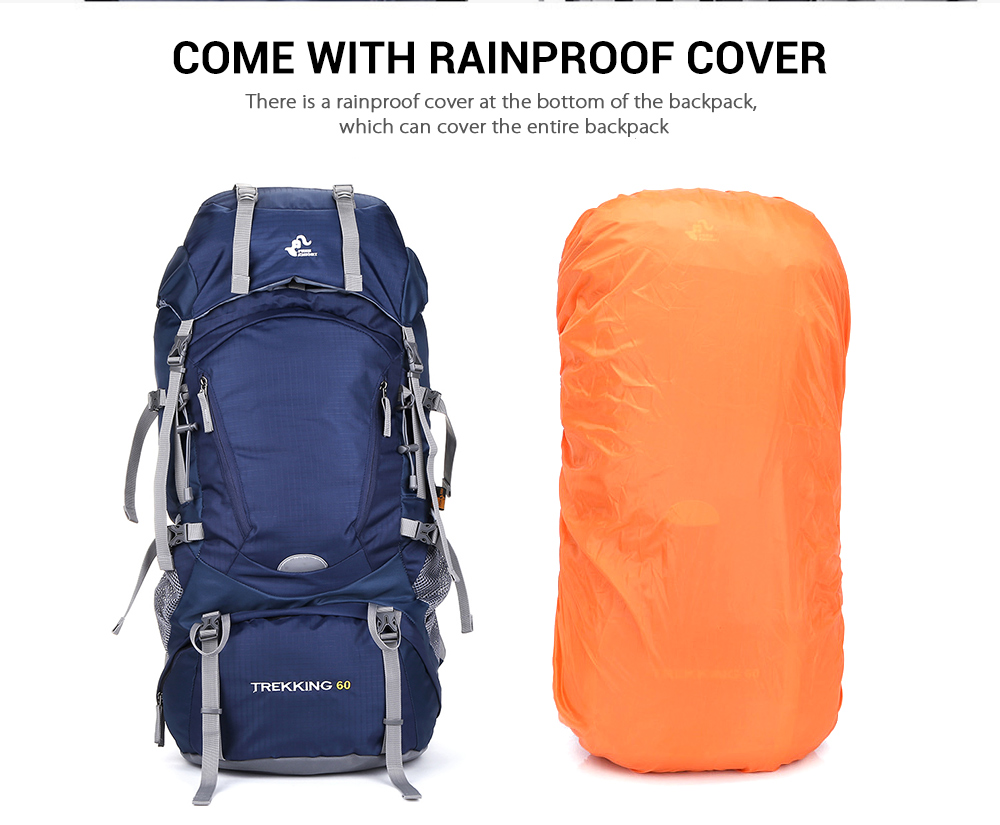 Free Knight 60L Lightweight Climbing Hiking Travel Backpack with Rain Cover