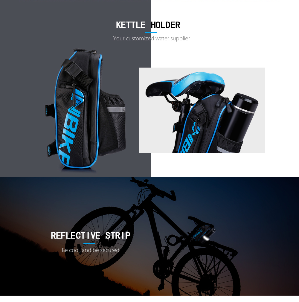 INBIKE SX510 Bicycle Saddle Bag Water Resistant Outdoor Mountain Bike Rear Back Seat Pouch