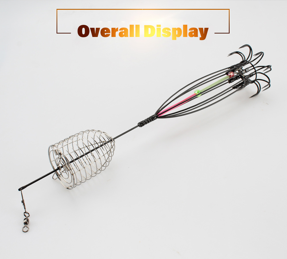Big Squid Jig Head with Bait Cage Soft Lure Jigging Octopus Fishing Hooks Tackle