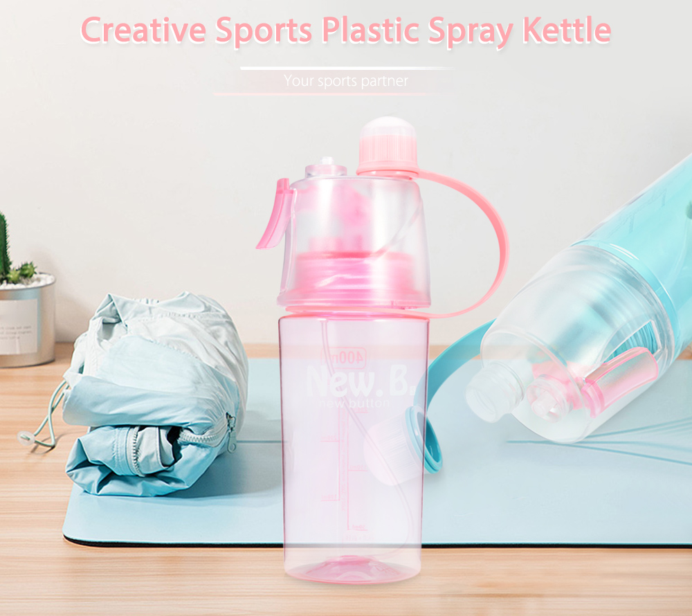 Sports Plastic Spray Cup Kettle Easy-carry Outdoor Cooling Water Bottle