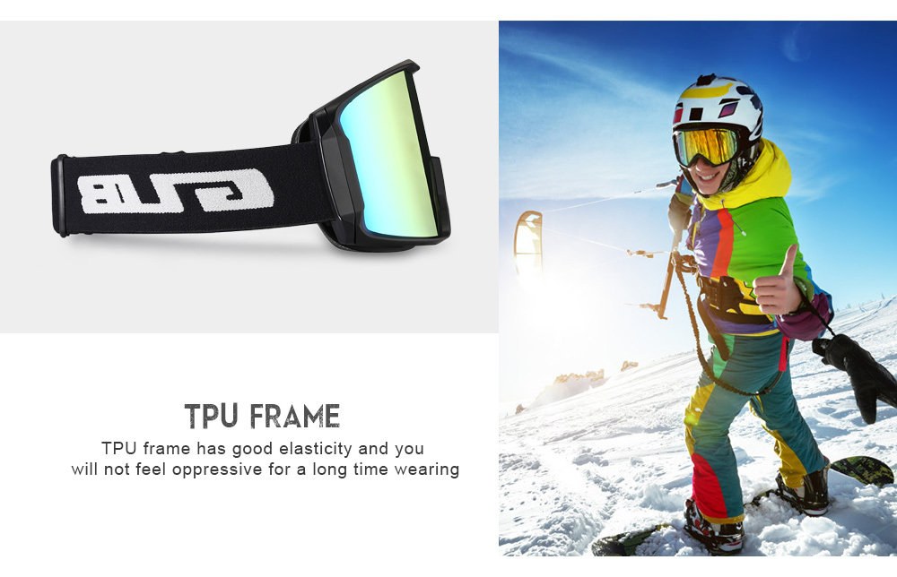 GUB S8000 Outdoor Ski Goggles Double-layer Lens TPU Frame Anti-fog Eyeglasses