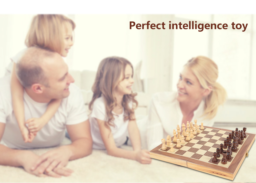 Folding Wooden International Chess Board with Magnetic Pieces