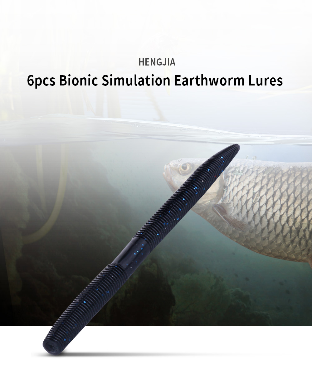 HENGJIA 6pcs Bionic Simulation Earthworm Worm Soft Fishing Lure Swimming Bait