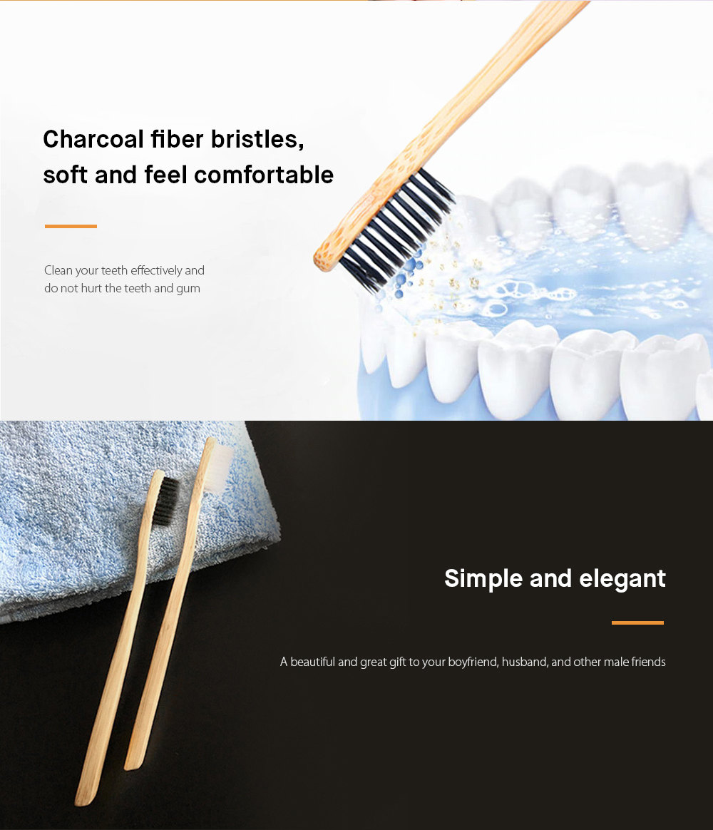 Organic Eco-friendly Natural Bamboo Toothbrush with Soft Bristles
