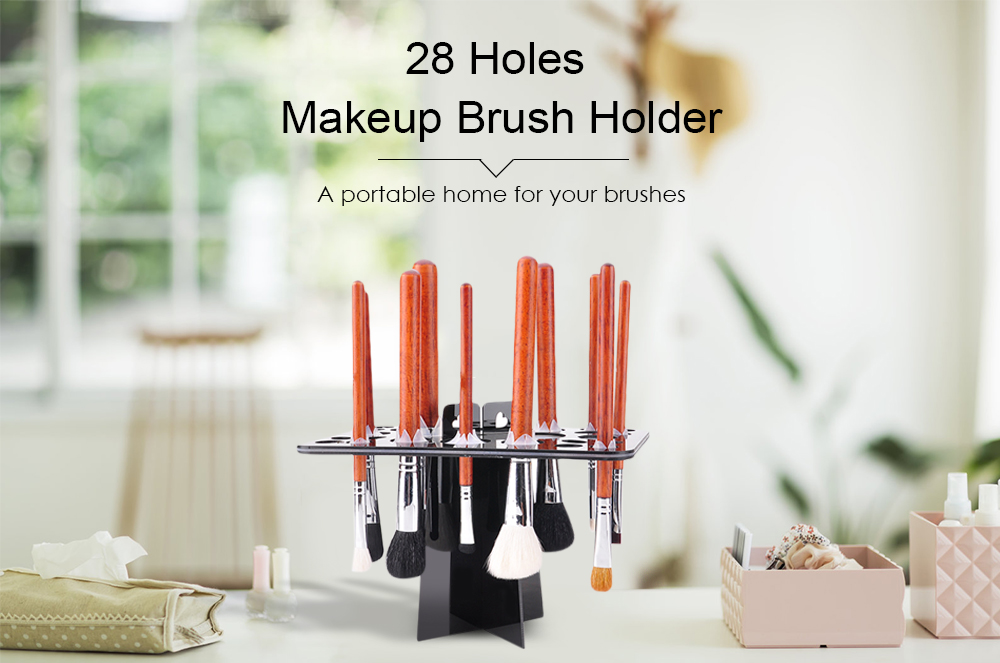 28 Holes Makeup Brush Drying Storage Stand Holder