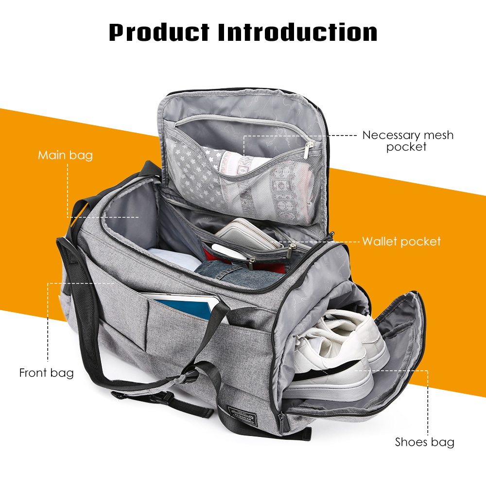 TUGUAN Men Sport Fitness Travel Bag Multifunctional Tote for Shoes Storage