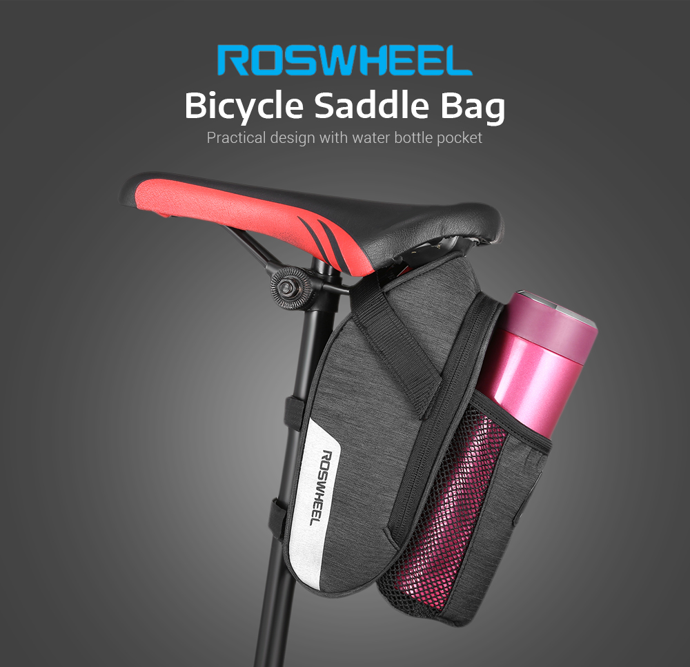 ROSWHEEL 131464 Bicycle Saddle Bag with Water Bottle Pocket
