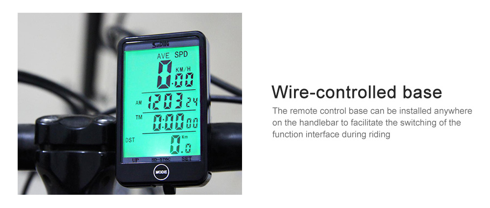 SD - 576C Waterproof Large Screen Mode Touch Wireless Bicycle Computer Odometer with LCD Backlight
