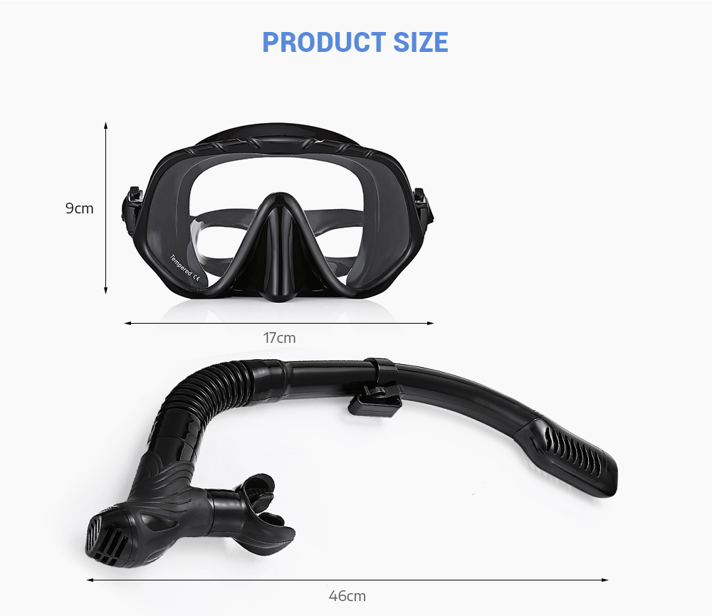 WHALE MK1000 + SK900 Professional Diving Snorkeling Silicone Mask Snorkel Glasses Set