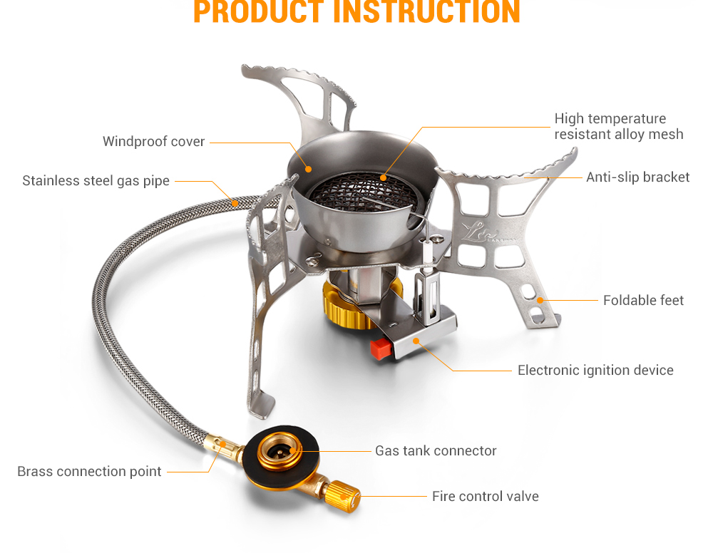 LAN SHAN Outdoor Windproof Foldable Stove Gas Burner Camping Cooker