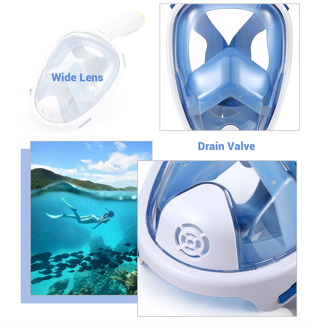 Diving Training Anti-fog Detachable Dry Snorkeling Full Face Mask Set for Sports Camera