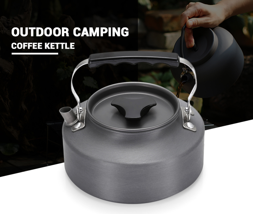 1.1L Outdoor Camping Portable Coffee Tea Kettle Aluminum Tableware