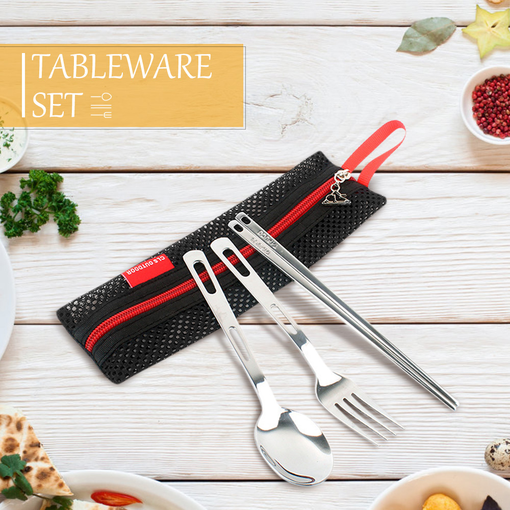 Stainless Steel Tableware with Chopsticks Spoon Fork 3pcs