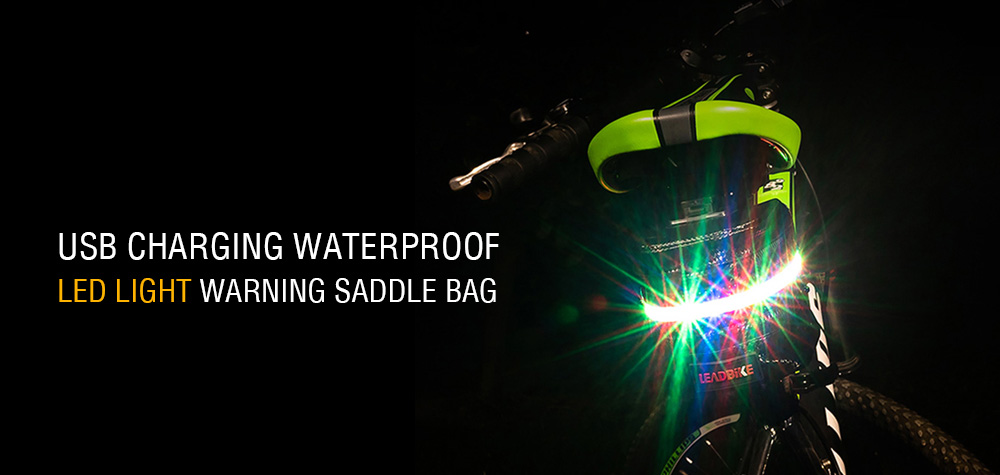 LEADBIKE A41 Bicycle Tail Package USB Charging Waterproof LED Light Warning Saddle Bag