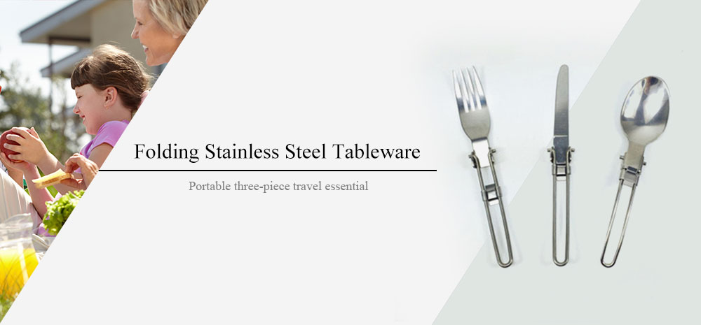 Camping Folding Stainless Steel Tableware including Knife / Fork / Spoon