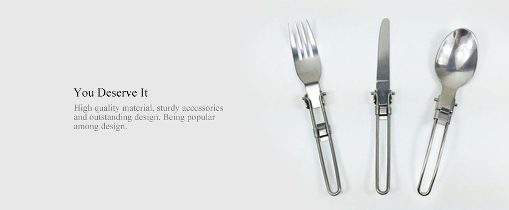 Camping Folding Stainless Steel Tableware including Knife / Fork / Spoon