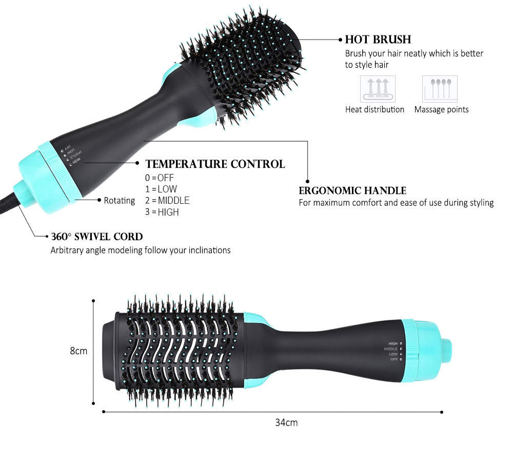 Hair Styling Tool Dryer Curler Electric Ions Ceramic Coating Rotating Hot Brush
