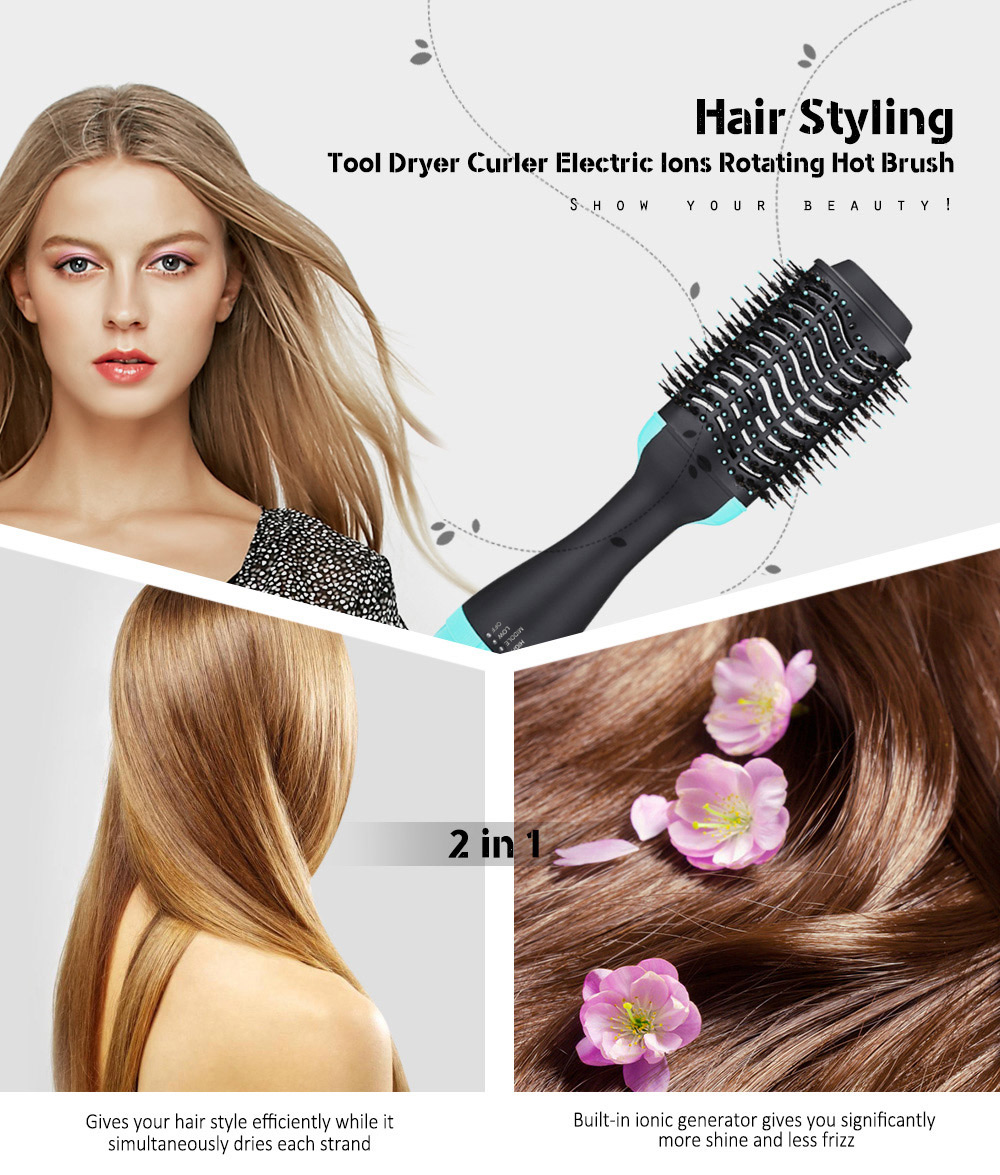 Hair Styling Tool Dryer Curler Electric Ions Ceramic Coating Rotating Hot Brush