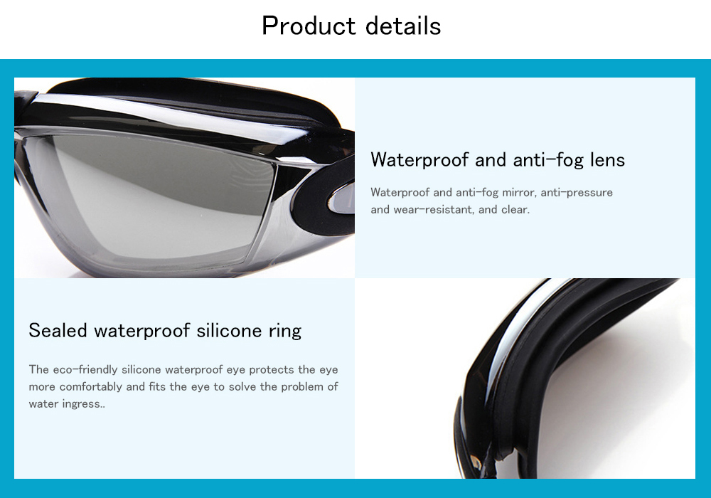 HD Waterproof Anti-fog Integrated Earplugs Swimming Glasses Swim Cap Nose Clip