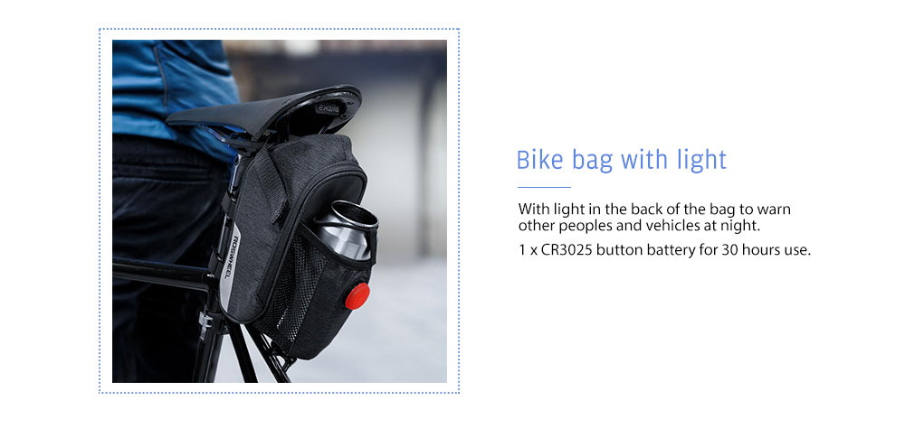 ROSWHEEL Bicycle Tail Bag Bike Pack with Light