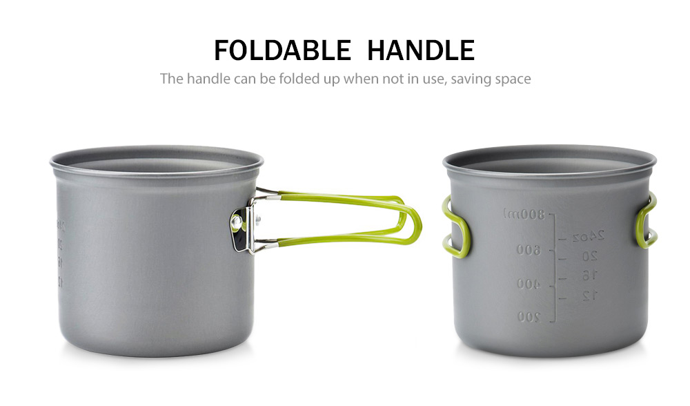 Portable Camping Bowl Pot Set Outdoor Aluminum Cookware Picnic Folding Tableware