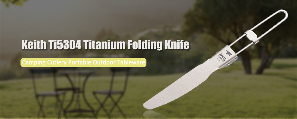 Keith Ti5304 Folding Titanium Knife Outdoor Light Portable Tableware