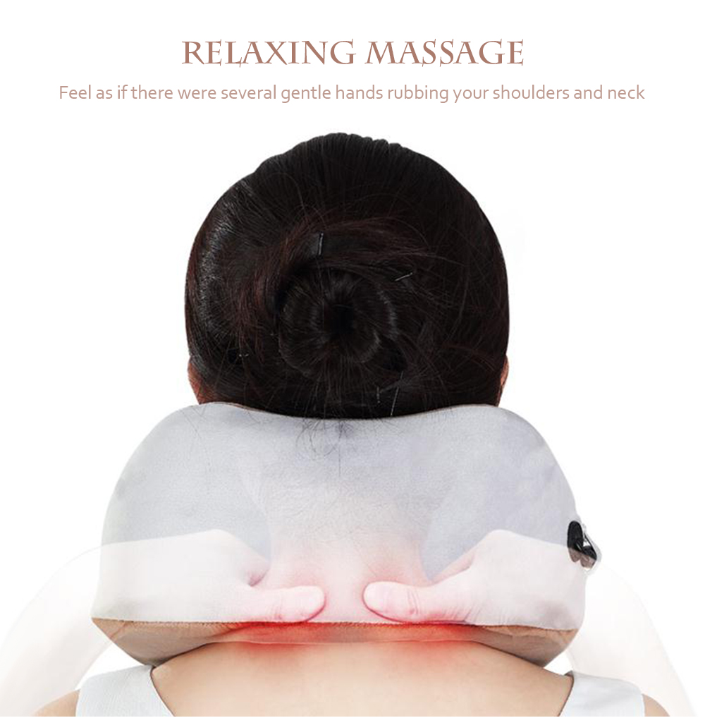 Neck Massager Pillow Memory Foam 3 Modes 3-level Strength Velvet Travel