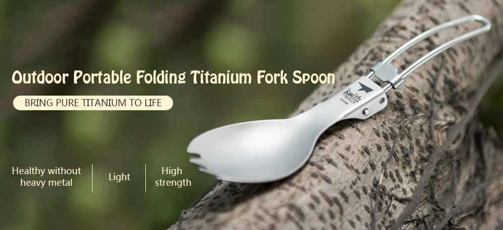Keith Ti5301 Outdoor Portable Folding Titanium Fork Spoon