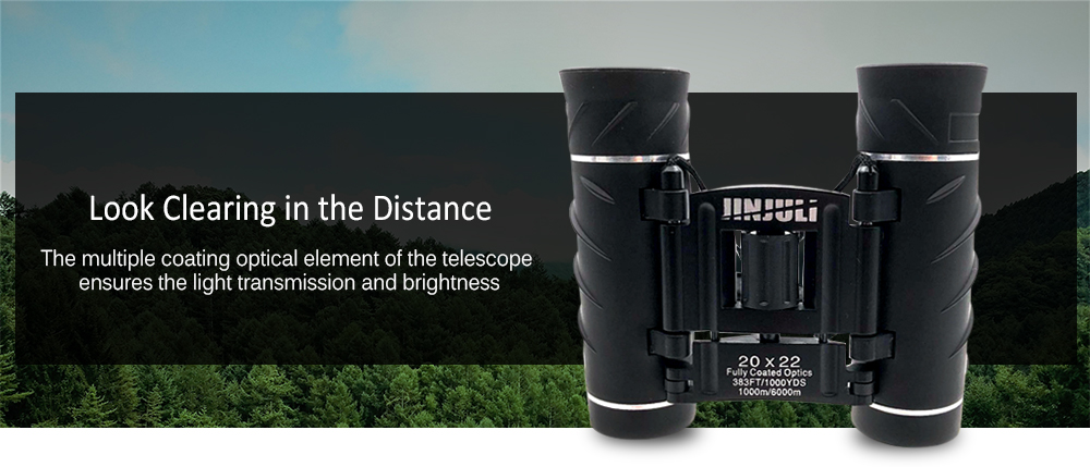 jinjuli 20 x 22 Portable Double Cylinder High Power HD Binocular Telescope with Universal Mobile Phone Clip