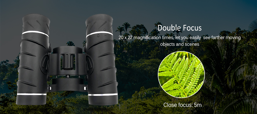 jinjuli 20 x 22 Portable Double Cylinder High Power HD Binocular Telescope with Universal Mobile Phone Clip