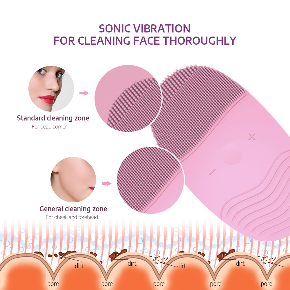 2 in 1 Electric Facial Cleansing Brush Magnetic Head Massage Comb Skin Pore Washing Cleaner