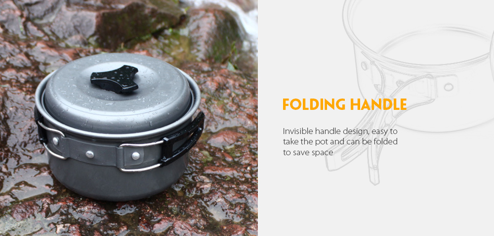 leaftour Portable Camping Cookware Folding Lightweight Durable Pot with Nylon Bag Outdoor Cook Equipment