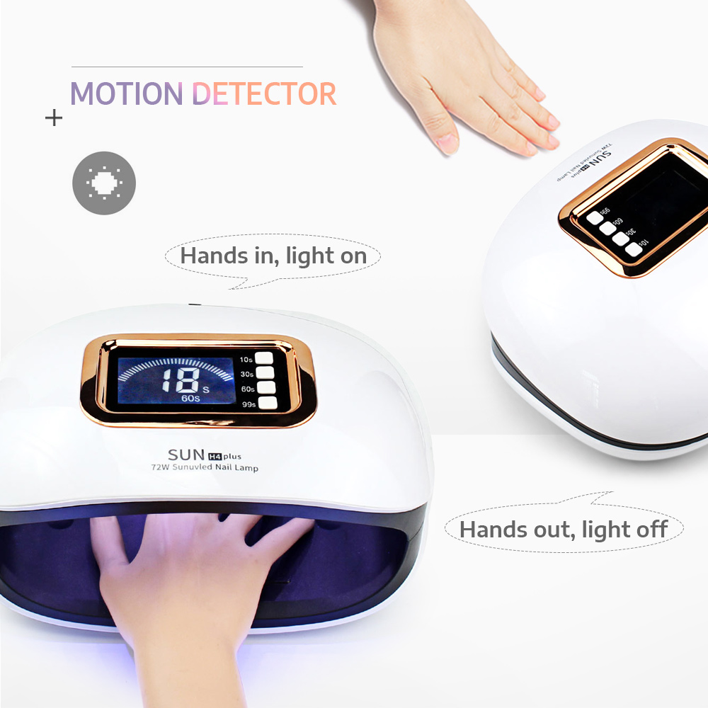 SUN H4plus Automatic UV LED Light 72W Portable Gel Nail Painless Mode Motion Detector Home Salon